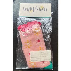 Wildflowers Girls Show Choir Pink and Green Socks Size Medium (11-4Y)